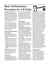 Basic Parliamentary Procedure for 4-h Clubs