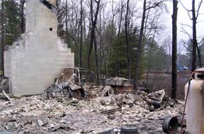 This Michigan home near Grayling was destroyed by a passing wildfire.