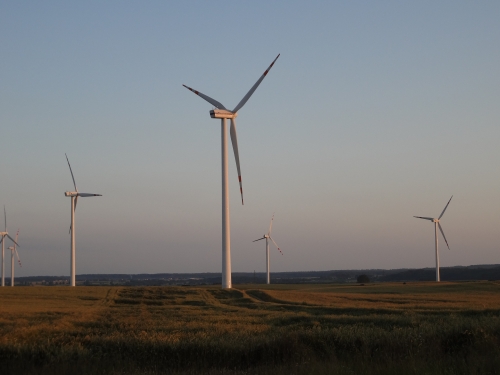 Wind turbines in Poland used to generate electricity.