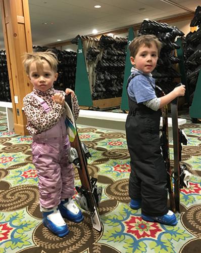 Kids in skiing gear