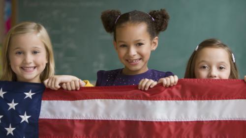 Kids with American flag