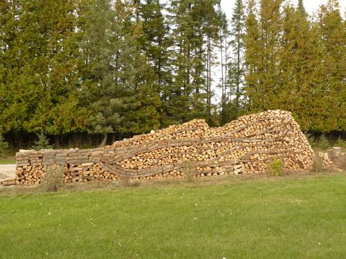 Sometimes creative firewood stacking can be fun.