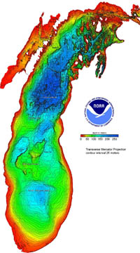 Lake Michigan bathymetric chart image.