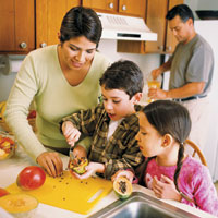 Family preparing food