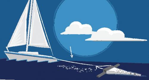Illustration of sailboat on water